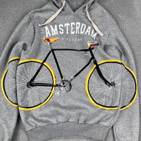 Amsterdam Biketown Fox Originals Grey Unisex Bicycle Hoodie Sz Large - Picture 3 of 7
